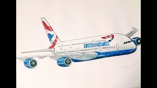 British Airways🇬🇧 Airbus A380 speed drawing [upl. by Lanti]