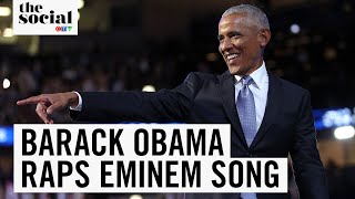 Barack Obama Raps Eminem Song at Kamala Harris Event  The Social [upl. by Bhayani676]