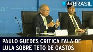 Paulo Guedes critica fala de Lula sobre teto de gastos  SBT Brasil 181122 [upl. by Ibloc]