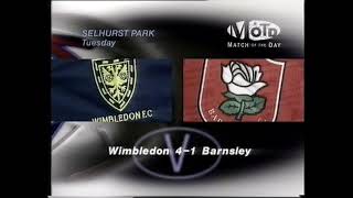 Wimbledon v Barnsley Match of the Day 24th September 1997 [upl. by Anah]