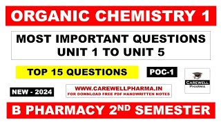 Pharmaceutical Organic Chemistry 2nd semester Important Questions  Poc 1  Carewell Pharma [upl. by Oglesby291]