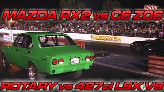 ROTARY vs V8  Mazda RX2 vs C6 Corvette Z06 [upl. by Klemperer]