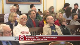 Hearing held on proposed rail fare increase [upl. by Ayhdiv283]