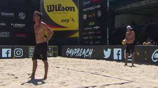 Taylor Crabb Blast Trevor Crabb in the Chest Super Hard at the AVP Championships Cup 2020 Long Beach [upl. by Anilyx]