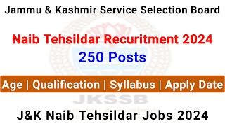 JKSSB Naib Tehsildar Recruitment  JampK Naib Tehsildar Jobs  AgeQualificationSyllabus  Jkssb Jobs [upl. by Eemla489]