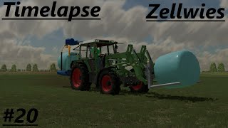 LS22 Timelapse Zellwies 20 Siloballen wickeln mit dem Fendt 380 GTA [upl. by Aihsenek281]