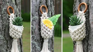 DIY MACRAME POT HANGER  PLANT HANGER  WALL BASKET  PLANT HOLDER [upl. by Blessington669]