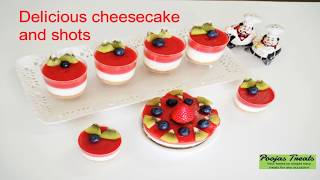 cheesecake no bake recipe  Valentines day recipe cheesecake shots  strawberry cheesecake mini cups [upl. by Marozik]