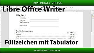 Füllzeichen mit Tabulator setzen LibreOffice Writer [upl. by Wills]