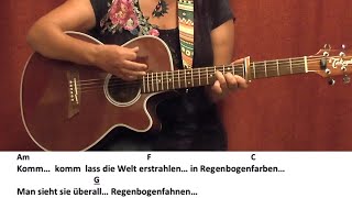 RegenbogenfarbenKerstin Ott GitarreGuitarTutorialCoverChordsLyrics [upl. by Bodrogi]