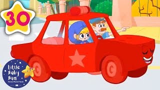 My Red Police Car  30 Minutes of Cartoons  Moonbug TV  vehicles [upl. by Ezarra676]