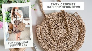 Easy Crochet Bag for Beginners  Crochet a Purse with Raffia [upl. by Htebzil]