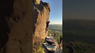 Sam sending The Art of Japan F6c at Curbar Edge bouldering iloveclimbing climberlife [upl. by Htrowslle26]