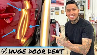 Big dent repair with pdr  Glue pulling made easy [upl. by Thorr128]