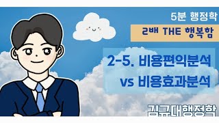 5분행정학 ☘️Theme25 비용편익분석 vs 비용효과분석김규대행정학 [upl. by Llednar]