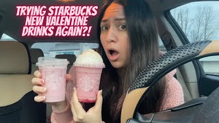 Trying Starbucks NEW Valentine Drinks Again 🏹💞 [upl. by Esiuqram959]