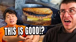 Pro Chef Reacts Uncle Roger SLAMS Gordon Ramsays Grilled Cheese [upl. by Eladroc422]