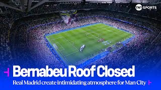 Real Madrid close the Bernabéu roof to ramp up atmosphere ahead of Man City quarterfinal first leg🤩 [upl. by Yelsel]