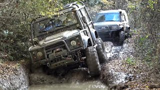 LAND ROVER DEFENDER 90 TD5 vs LAND ROVER DISCOVERY V8 OFFROAD CHALLENGE [upl. by Solokin]