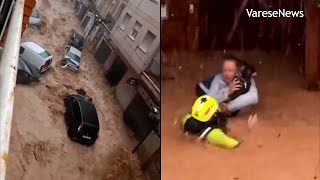 Alluvione Spagna le incredibili immagini di salvataggi e devastazione [upl. by Lednek]