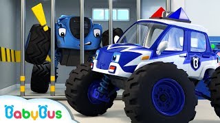 Monster Police Car Song  Police Cartoon  Nursery Rhymes  Kids Songs  Color Song  BabyBus [upl. by Jemie]