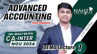 CA Inter Nov 24 Pre Result Batch Accounts Demo Lecture 1 [upl. by Eloise]