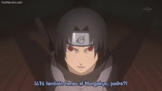 Itachi ve el Mangekyo Sharingan de su Padre Fugaku Sub español [upl. by Uwton]