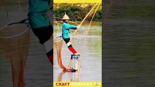 The process of fishing with a net in a pond [upl. by Brucie]