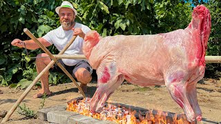 Im Crazy About This Meat Recipe for Whole Lamb Fried on a Fire [upl. by Onihc]