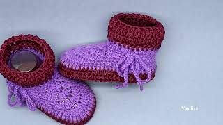 crochet booties baby Vasilisa Catherine [upl. by Elvyn460]