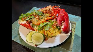 BEST Asian Fusion Lobster with Garlic Noodles Recipe [upl. by Akeme]