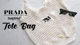 DIY Prada Raffia Tote Bag  Easy Follow Through Crochet Tote Bag Pattern [upl. by Gertrude763]