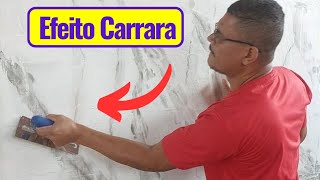 Como Fazer Efeito Mármore Branco Carrara Usando Massa Acrílica [upl. by Nenad]