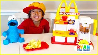 Ryan Pretend Play with McDonalds Toys and cook toys food [upl. by Felicle]