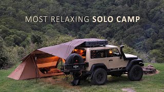 Relaxing SOLO Camping with Rain Forest Mountain views  gloomy weather cosy shelter rain ASMR [upl. by Mirilla782]