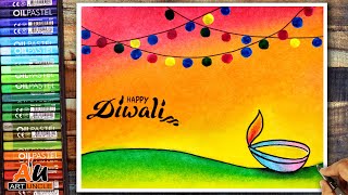 How to draw Diwali Scene for beginners Step by step [upl. by Vallie]