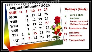 August Calendar 2025 augustcalender2025 [upl. by Pippy]