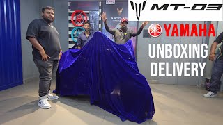 Unboxing of Yamaha R3 MT03 amp Delivery of 1st MT03 in AP Telangana [upl. by Chevalier]