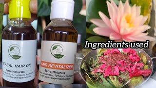 Ingredients used in Herbal Hair Oil amp Revitalizer hairoil haircare hairrevitalizer [upl. by Ayita]