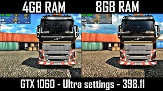 GTX 1060  4GB VS 8GB RAM  ETS 2 [upl. by Aronid]