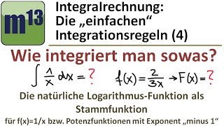 Integrieren  Stammfunktion bilden 4 Funktion 1x Potenzfunktion mit negativem Exponenten [upl. by Martineau72]