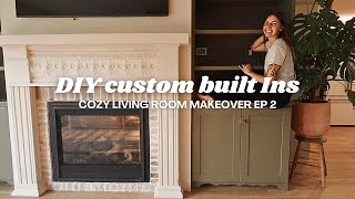 DIY custom built ins  COZY living room makeover EP 2 [upl. by Ahsinehs]