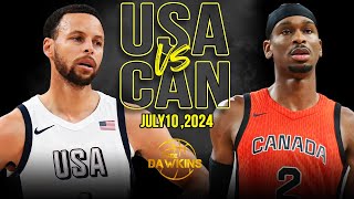 USA vs Canada Full Game Highlights  Olympics WarmUp  July 10 2024  FreeDawkins [upl. by Letnahc]