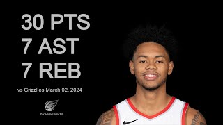 Anfernee Simons 30 pts 7 ast 7 reb vs Grizzlies  March 02 2024 [upl. by Sherman]