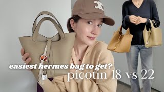 Most popular Hermes bag in Japan Hermes Picotin  What fits  18 vs 22 Size Comparison [upl. by Leblanc911]