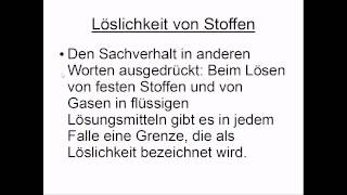 Löslichkeit von Stoffen [upl. by Weasner]