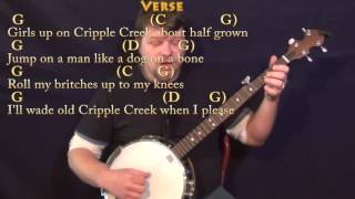 Cripple Creek  Banjo Cover Lesson in G with ChordsLyrics [upl. by Hooge]