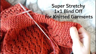 Super Stretchy Bind Off 1x1 Rib Full Tutorial [upl. by Anir]