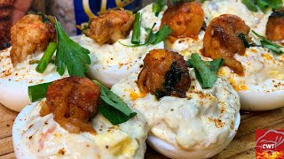 Seafood Stuffed Deviled Eggs  How To Make Deviled Eggs Appetizer Recipe [upl. by Steady129]