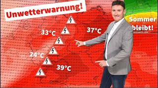 Unwetterwarnung Samstag Extremwetter große Hitze und schwere Gewitter Danach sommerlich warm [upl. by Peri198]